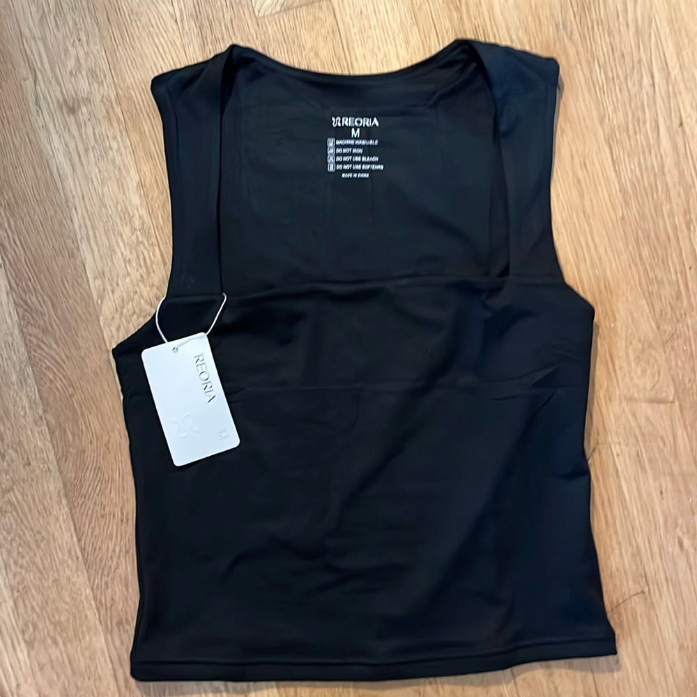 Black going out tank top square neck double lined